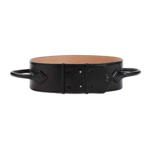 ALAIA Accessories - Black Leather Teckel Handle Belt for Women - SS24 Collection